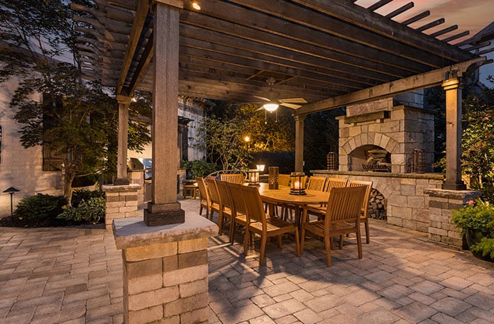 Spacious outdoor dining area.