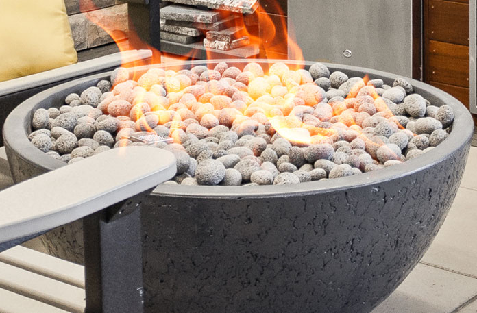 close up view of fire bowl.