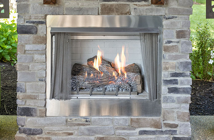 metal outdoor fireplace.