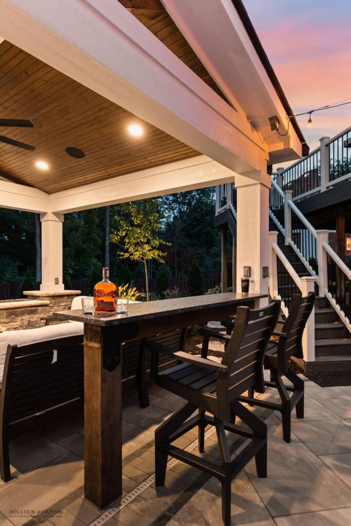 outside room design with shade and shelter