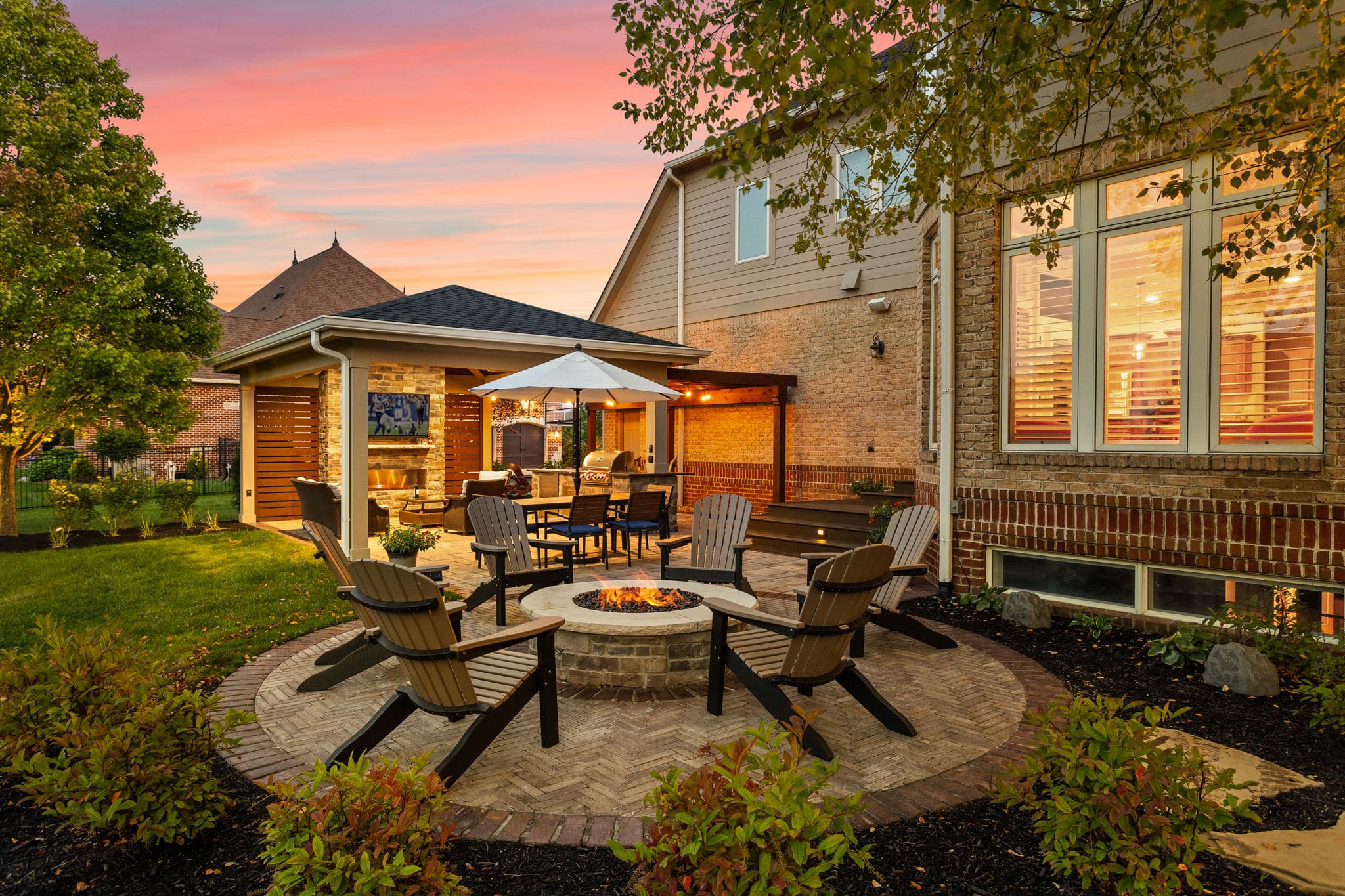 Custom Outdoor Living Space in Fishers Indiana With Landscape Design and Hardscape Design