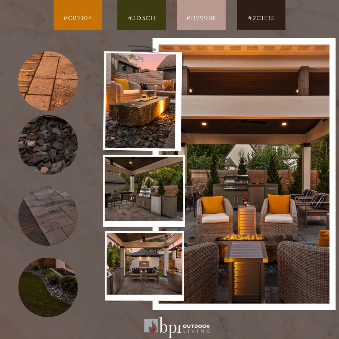 outdoor living mood board designed in canva