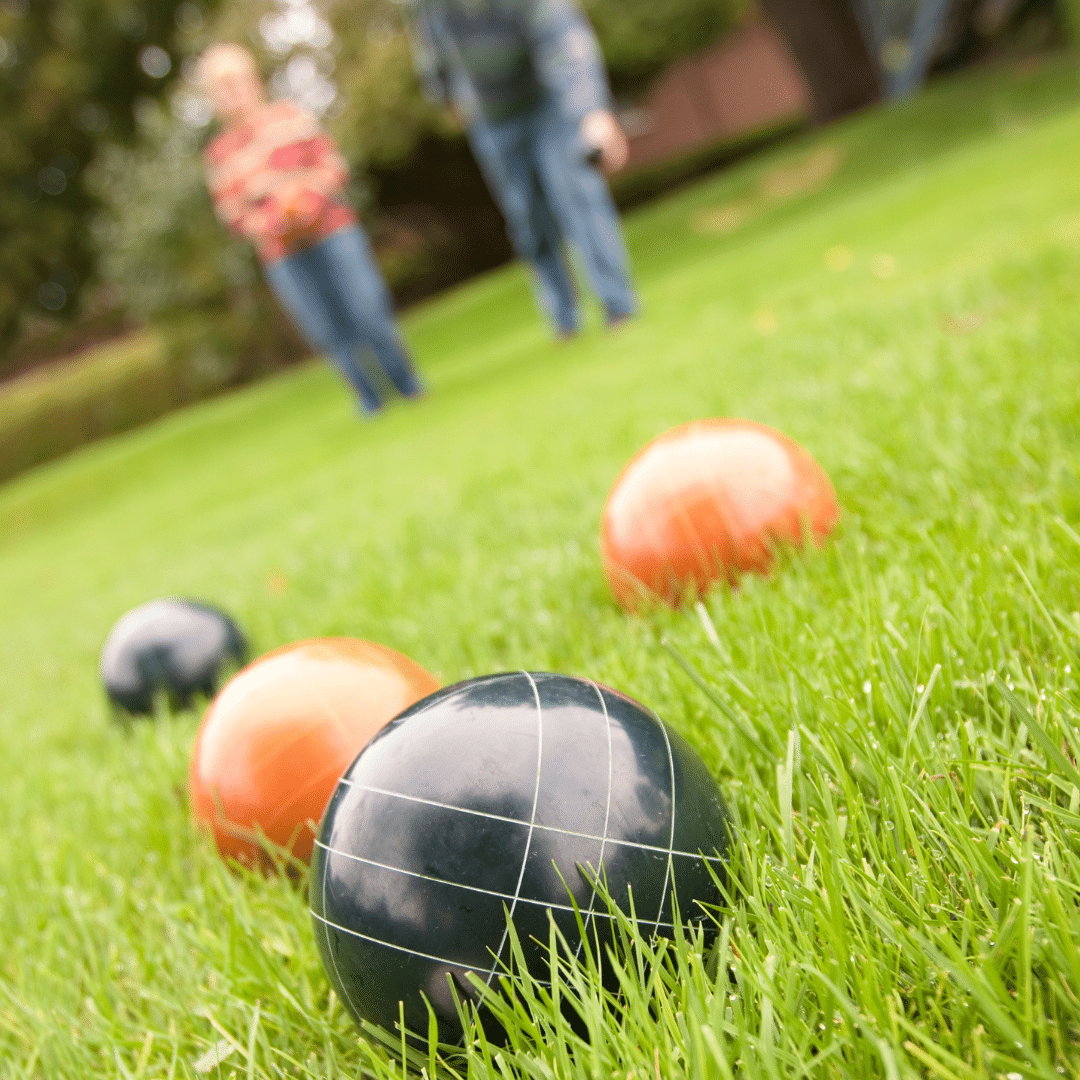 bocce ball court in yard