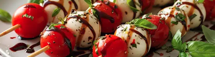 Close up of Caprese Salad Skewers