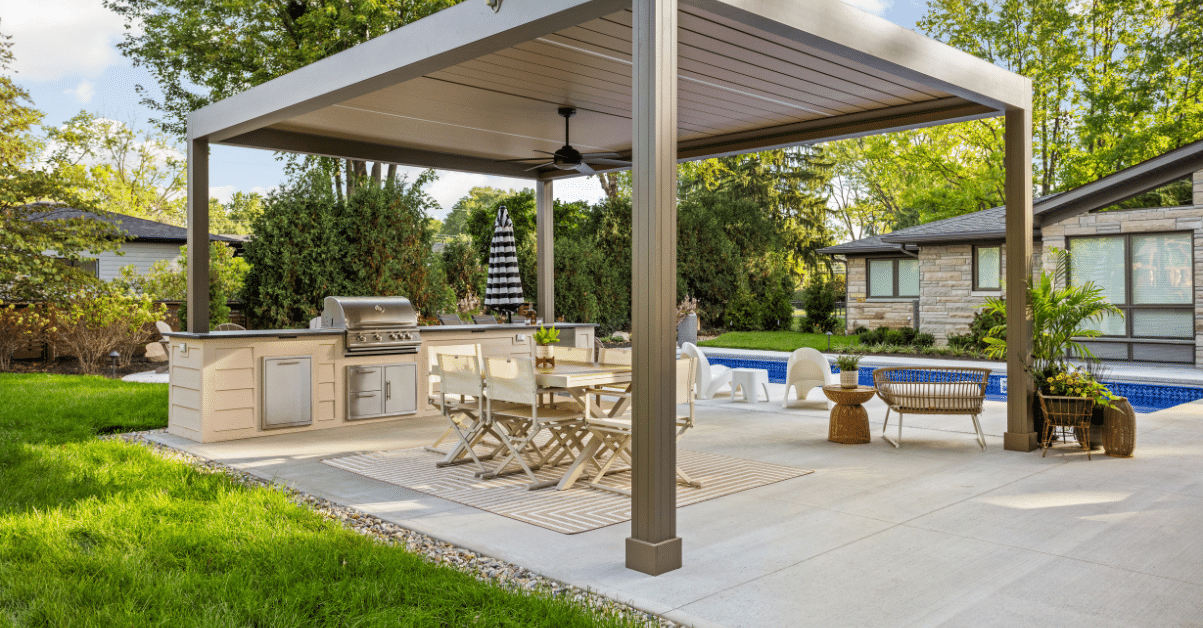 BPI Outdoor Kitchen under a Renson Pergola
